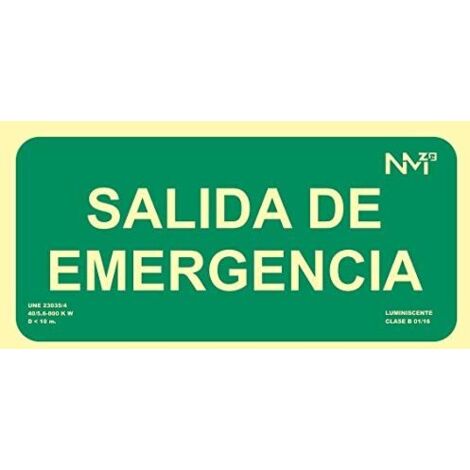 Cartel de evacuación salida de emergencia (pvc 1mm) clase a 30x15cm normaluz (1/5)