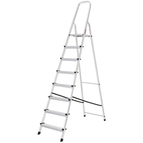 Oryx Escalera Aluminio 8 Peldaños Plegable, Uso doméstico, Antideslizante, Ligera y Resistente