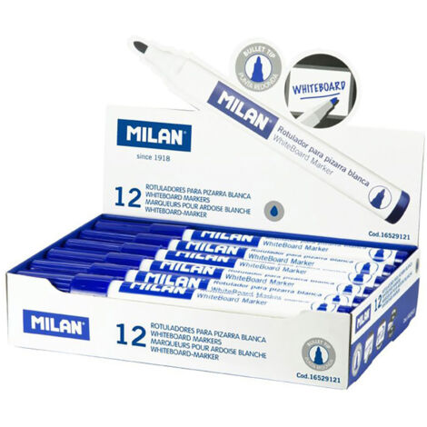MILAN ROTULADOR PIZARRA-BLANCA PUNTA REDONDA AZUL -12U-