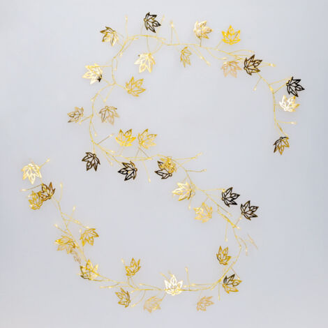 Guirnalda LED de hojas doradas 1,5M Luz cálida (1/5)