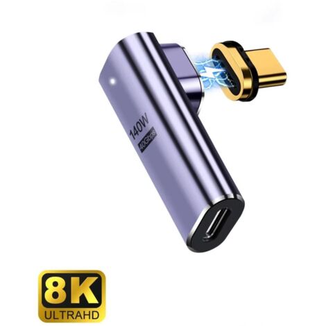 ADAPTADOR USB-C EWENT MACHO-HEMBRA MAGNETICO PD100W PURPURA (1/2)