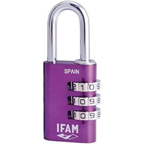 Candado col combi30 violeta 30mm. arco ø5mm. con combinación. ifam (1/4)
