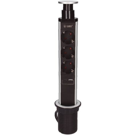 Base múltiple empotrable 3T + 1 USB A + 1 USB Tipo C (3x1.5mm) 1,4M