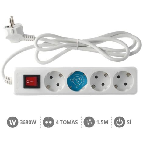 Base múltiple de 4 tomas (4T) con cable eléctrico serie standard (1/2)