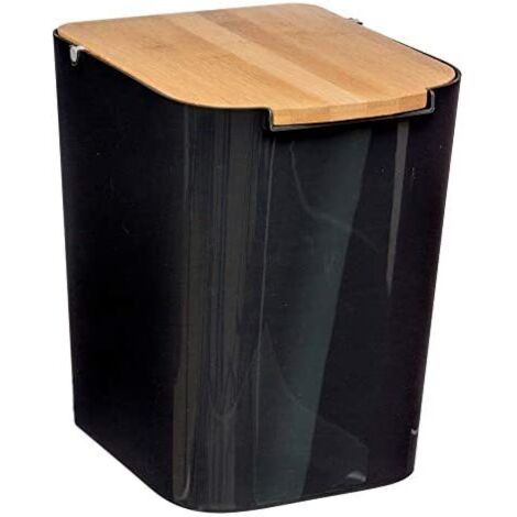 Papelera De Baño Polipropileno Bambú 5L Negro Baltik