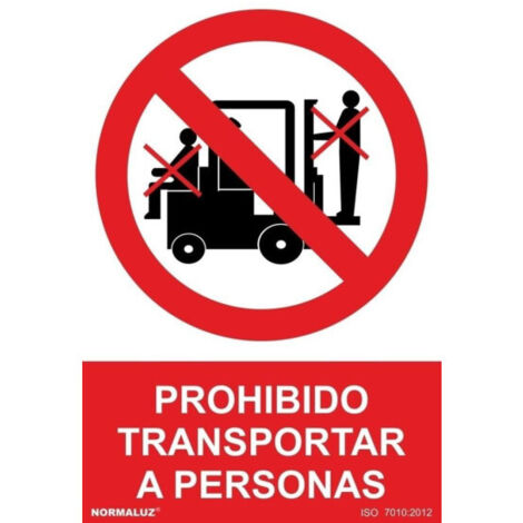 Señal prohibido prohibido transportar a personas (pvc 0.7mm) 30x40cm normaluz