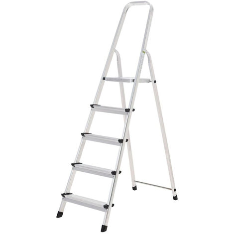 Oryx Escalera Aluminio 5 Peldaños Plegable, Uso doméstico, Antideslizante, Ligera y Resistente (1/5)