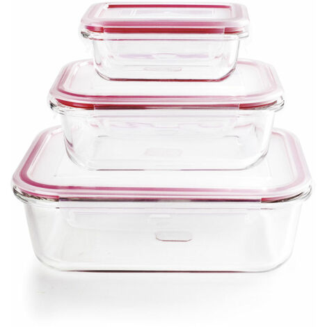 Set 3 fiambreras borosilicato 180 ml, 650 ml, 1500 l