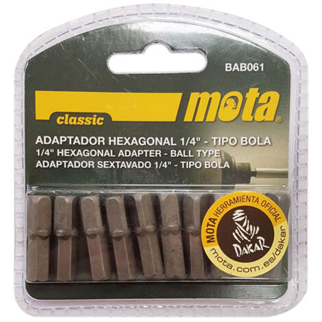 Adaptador hexagonal t bola 25mm 1/4" 10 unid bab061 MOTA (1/3)