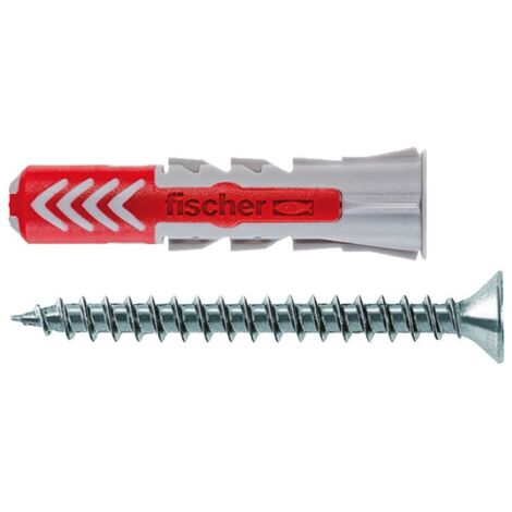 Big Pack 75 Tacos fischer DuoPower 8x40 S con Tornillos  Alta Capacidad de Carga para Paredes de Hormigón, Ladrillo o Yeso  Para Lavabos, Estanterías, Soportes TV