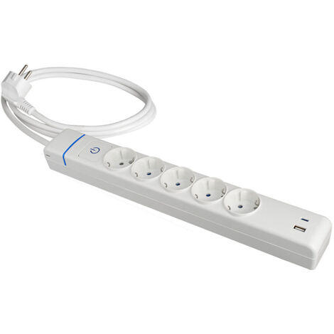 Prolongador Policarbonato 3680W 15m Con Interr. Luminoso Azul Blanco IP20 USB A y C Solera (1/2)