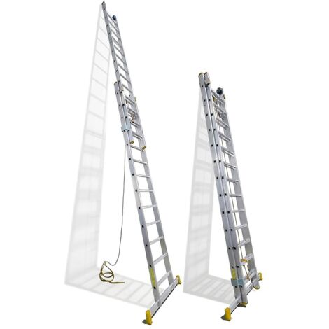 Escalera Aluminio 2 Tramos 12+12 Peldaños. Plegable, Antideslizante, Resistente