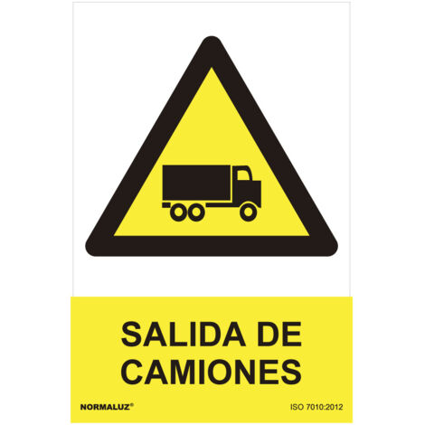 Cartel peligro salida de camiones (pvc 0.7mm) 30x40cm normaluz