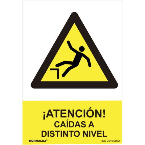 Cartel peligro atencion caidas a distinto nivel (pvc 0.7mm) 30x40cm normaluz