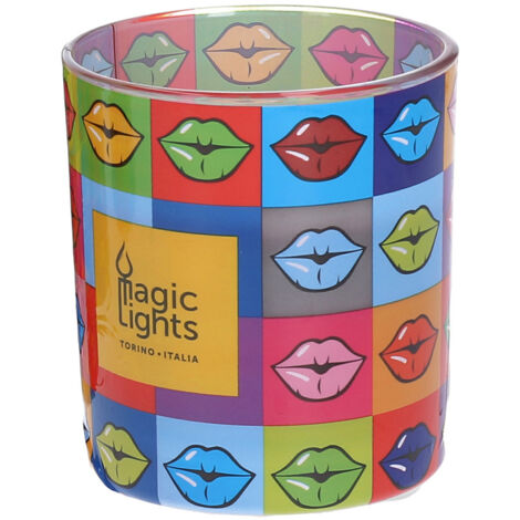 VELA EN VASO POP ART Ø7,5x8,4cm LABIOS MAGIC LIGHTS (1/3)