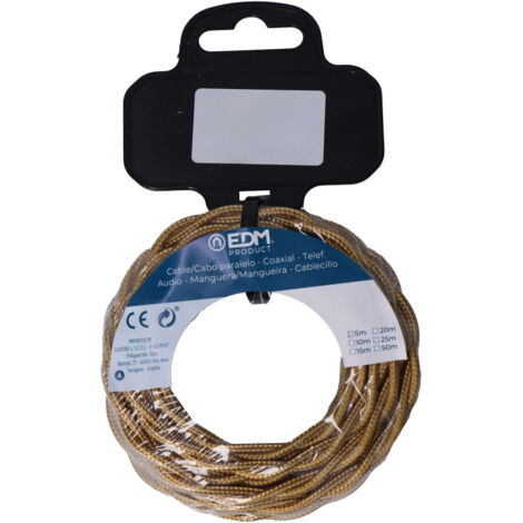 Carrete cable textil trenzado h03vv-f 2 x 0,75 mm² oro oscuro, 5 m (1/3)