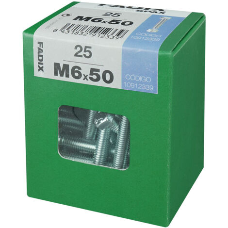 Caja l 25 unid. tornillo metrica cab hex+tuerca cinc m 6x50mm fadix (1/2)