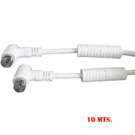PROLONGACION TV-VIDEO ACODADA CON FILTRO 9,5mm 10m ENVASADA BLANCA EDM