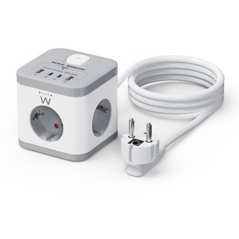 REGLETA CUBO EWENT BLOQUE 3 TOMAS SHUCKO & 2 USB-A & 2USB-C (1/5)
