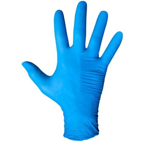JUBA GUANTE 576BL DESECHABLE NITRILO AZUL  7S (CAJA 100U.CAT.III ENISO374-1-5