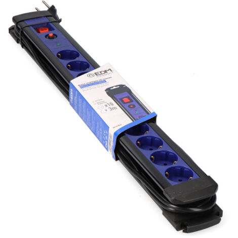 Base Múltiple 10Tomas Con Protector+Interruptor 3M EDM