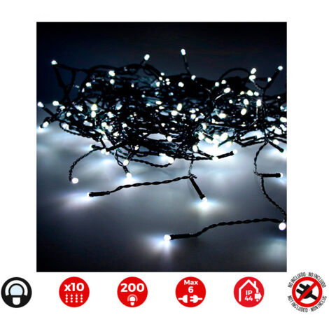 CORTINA EASY-CONNECT 2x2m 10 TIRAS 200 LEDS BLANCO FRIO 30V (INTERIOR-EXTERIOR) EDM TOTAL 3,2W (1/2)