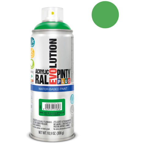 PINTURA EN SPRAY PINTYPLUS EVOLUTION WATER-BASED 520cc RAL 6018 VERDE AMARILLENTO (1/2)
