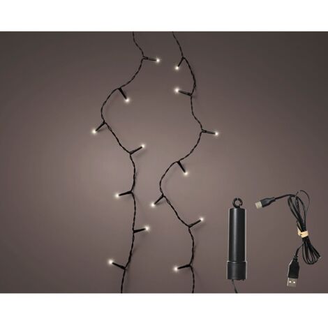 Guirnalda led multifunción exterior con bateria 100 led luz fria con cable negro 7,4 m (1/2)