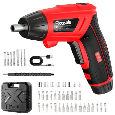 Atornillador a batería CASALS - 3,6V - Con batería, cargador y juego de 34 puntas