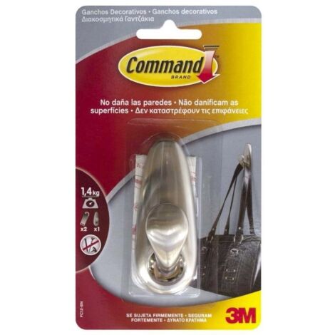 El gancho metÃ¡lico de color nÃ­quel pulido Commandâ¢ es la soluciÃ³n perfecta para colgar objetos cotidianos en el hogar de manera segura, prÃ¡ctica (1/4)