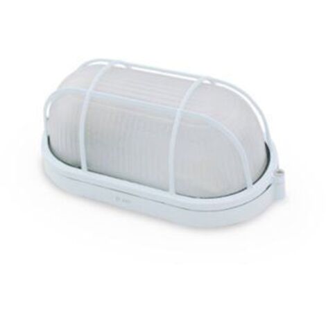 Aplique ovalado de aluminio enrejillado, E27, Máx. 60W 230C.IP44 color Blanco.