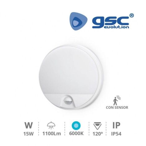 Aplique pared redondo LED Doko con sensor movimiento 15W 6000K Blanco (1/4)