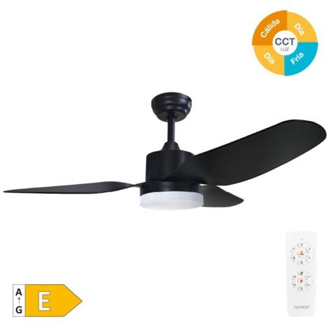 Ventilador techo Bumera con luz CCT regulable y mando Ø116 3 aspas Negro (1/5)