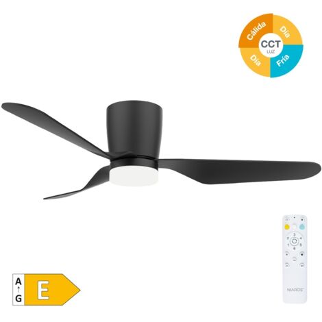 Ventilador techo Solesia con luz CCT regulable y mando Ø132 3 aspas DC Negro (1/5)