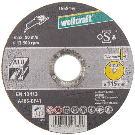 Disco de Corte Wolfcraft para Aluminio 115x1,5x22,23mm (1668999) (1/3)