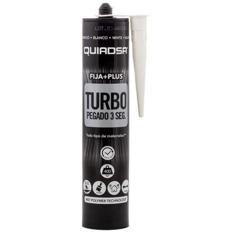 adhesivo turbo quiadsa blanco 290ml fija+plus 3seg. 400kg/m2