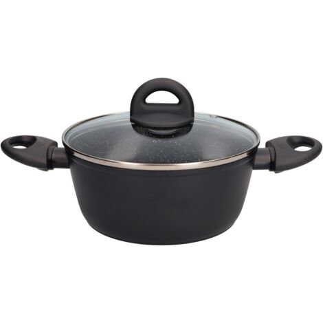 Olla de aluminio forjado serie "Salova" con tapa de cristal Ø20cm color negro (1/5)