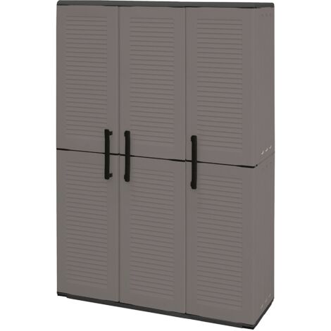 Armario alto con estantes y portaescobas línea easy de polipropileno gris oscuro 102 x 370 x 163 cm (1/5)