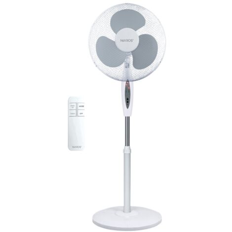 Ventilador de pie "Riesi" regulable con mando a distancia (45W motor AC 230V) Ø43x123cm color blanco