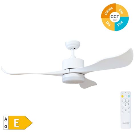 Ventilador techo Kota con luz CCT regulable y mando Ø132 3 aspas DC Blanco (1/5)