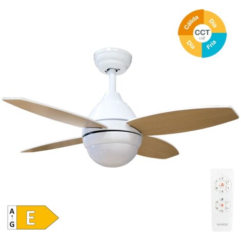 Ventilador techo Muna con luz CCT regulable y mando Ø91 4 aspas Blanco (1/5)