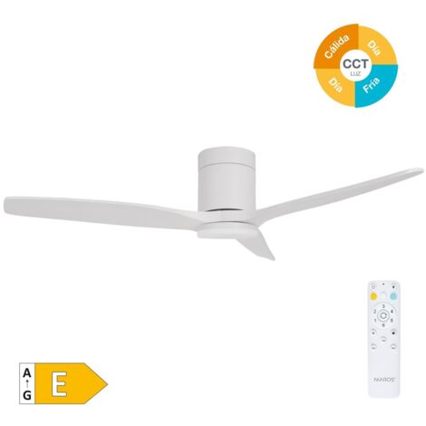 Ventilador techo inteligente Kasama con luz CCT regulable y mando Ø132 3 aspas DC Blanco (1/5)