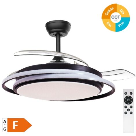 Ventilador techo Bauala con luz CCT regulable y mando Ø107 DC Negro (1/5)