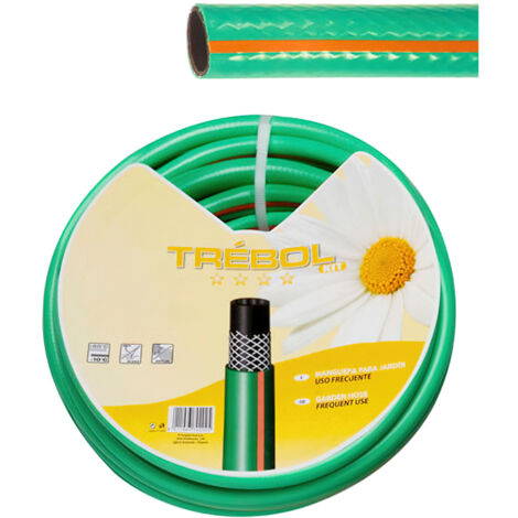 Manguera Verde Trebol Trenzado 25 mm. - 1 Rollo 50 metros