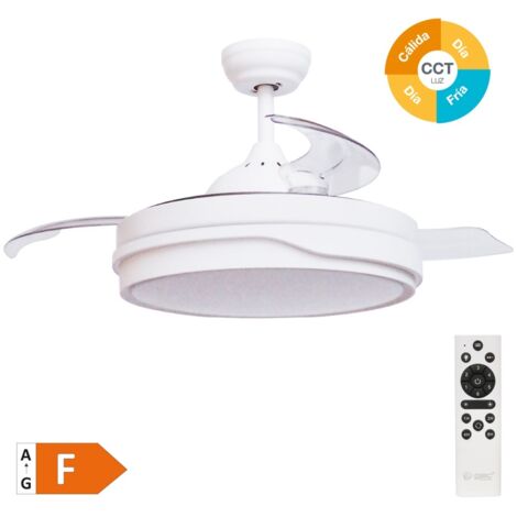 Ventilador techo Lentini con luz CCT regulable y mando Ø107 3 aspas retráctiles DC Blanco (1/5)