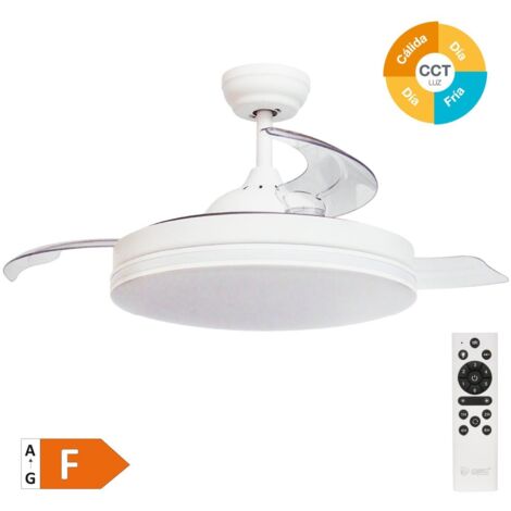 Ventilador de techo "Oliveri" con luz LED regulable y mando a distancia (36W 3CCT 3547lm con aspas retráctiles) color blanco (1/5)