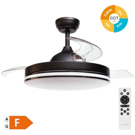 Ventilador de techo "Oliveri" con luz LED regulable y mando a distancia (36W 3CCT 3547lm con aspas retráctiles) color negro (1/5)