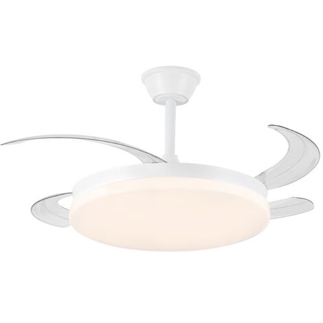 Ventilador techo, led 3cct, aspas retráctiles, milky l evo smart, 72 w, 7920 lm, blanco, ø120 cm, plafón ø48 cm, altura 32 - 42 cm (1/5)
