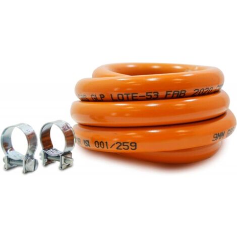 Kit Regulador Manguera Butano Baja Presion y Abrazaderas 30gr Domestico Homologado