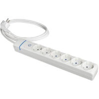 Prolongador Policarbonato 6 Tomas 16A 250V Interruptor Luminoso 1.5m Blanco Solera